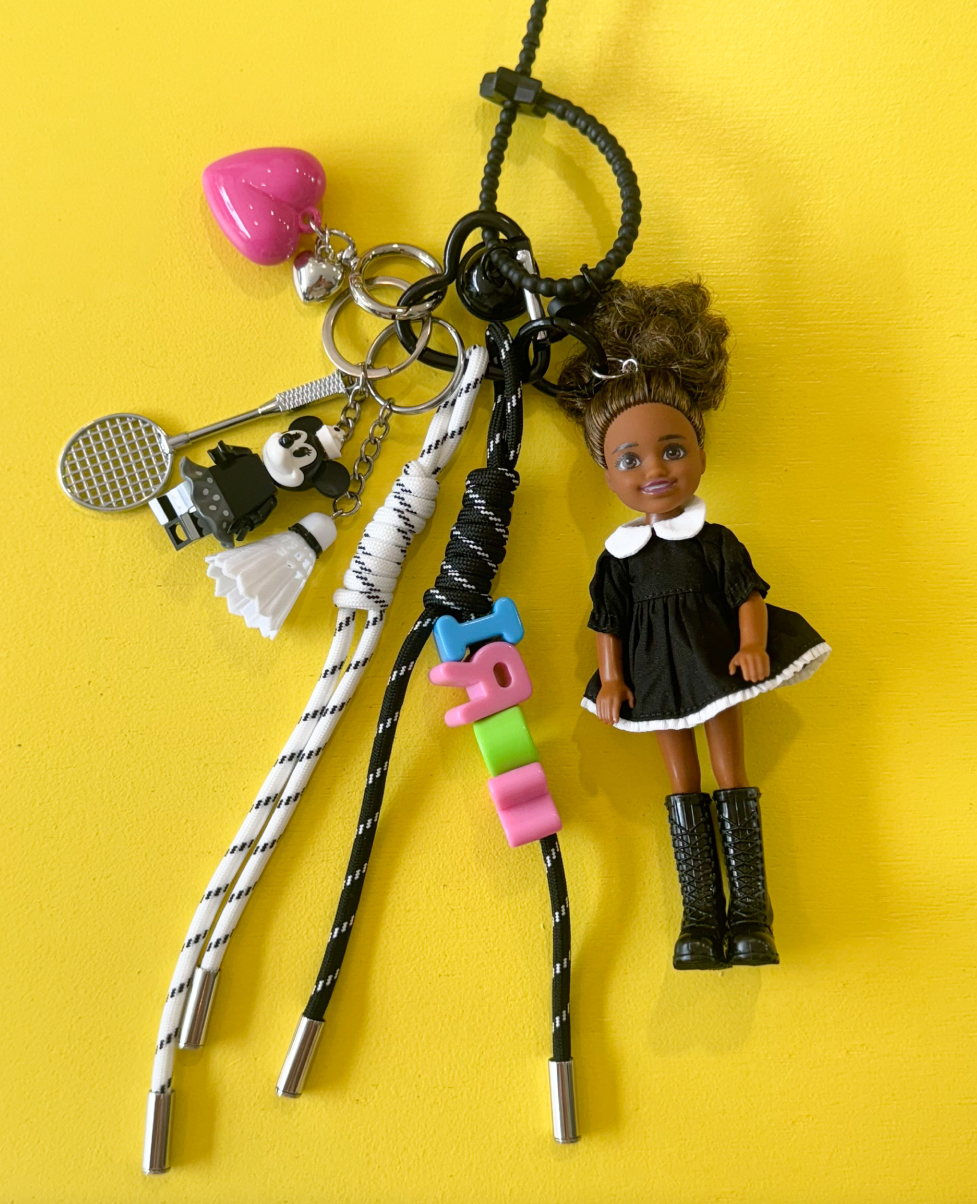 Styles-01. Handmade Barbie Keychain Matel Chelsea Doll Barbie Bag charm - 4 options