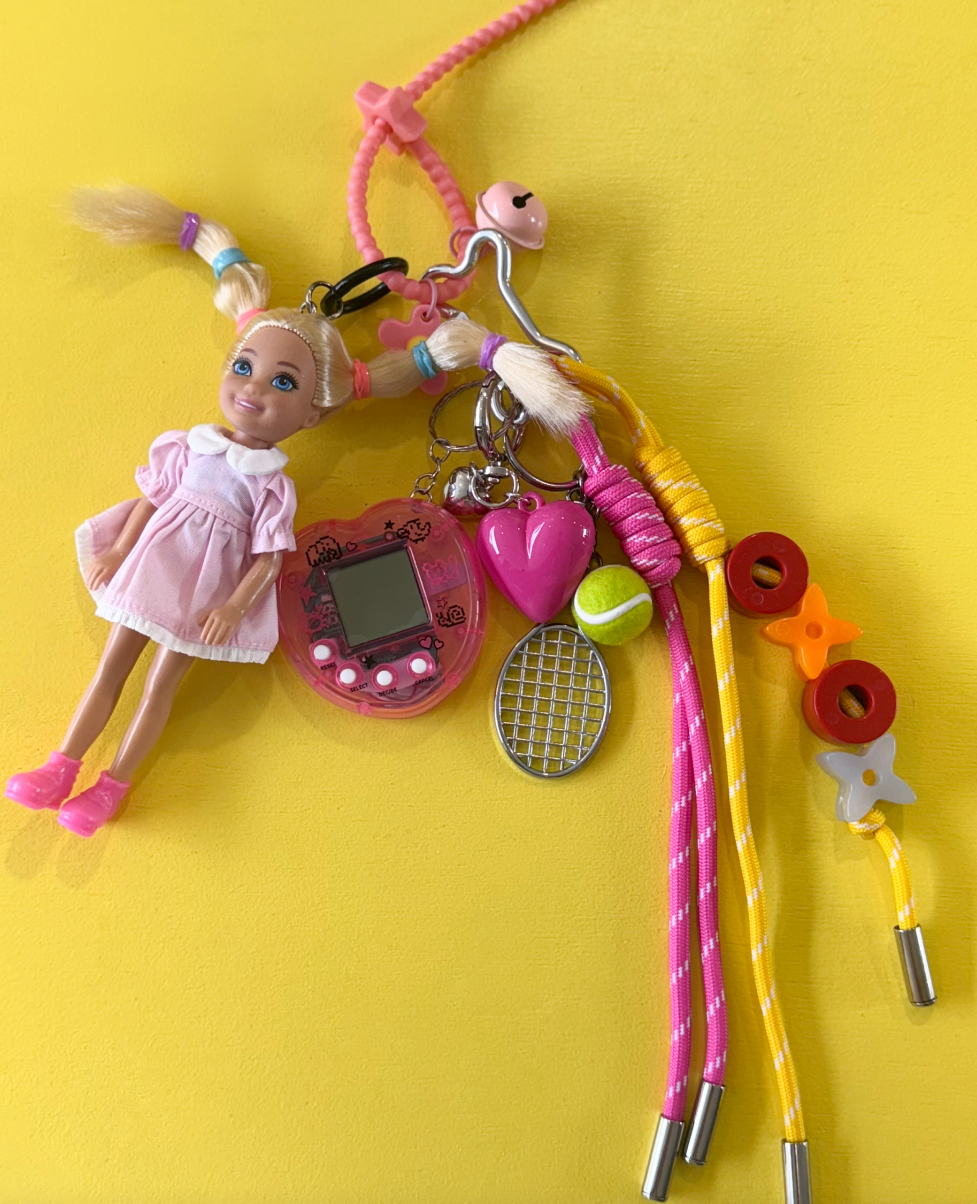 Styles-01. Handmade Barbie Keychain Matel Chelsea Doll Barbie Bag charm - 4 options