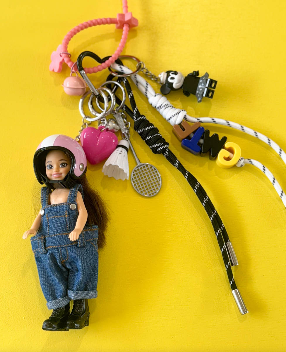 Styles-01. Handmade Barbie Keychain Matel Chelsea Doll Barbie Bag charm - 4 options