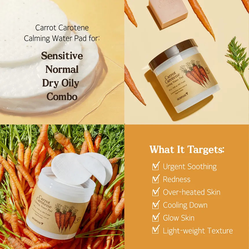 01-1. [SKINFOOD] 1 + 1 Carrot Carotene Calming Water Pad 250g 60EA